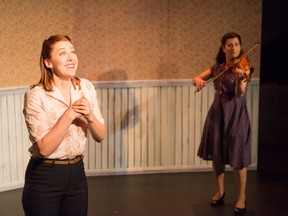 Lunchbox Theatre's Miss Caledonia stars Jamie Konchak as the beauty pageant contestant and fiddler Aleksandra Danicic. Courtesy, Benjamin Laird Arts & Photo