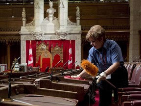 The Senate chamber is prepared for the resumption of the session on Parliament Hill September 12, 2014, in Ottawa.