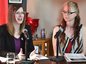 Service Alberta Minister Stephanie McLean tabled new legislation that would better protect water consumers by giving them a new way to resolve billing disputes. Trina Okimaw-Scott (R), homeowner and founder of Fort Saskatchewan Water Wars Facebook group has experienced unusually high waters bills even though there has been no water leaks in her home in Fort Saskatchewan, April 18, 2018. Ed Kaiser/Postmedia