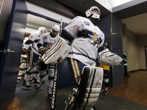 Spruce Grove Saints head out to face the Okotoks Oilers on Dec. 15, 2017. The teams meet again in the AJHL championship series.