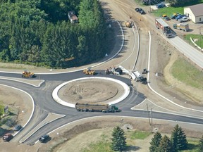 A roundabout under construction outside of St. Marys, Ontario.