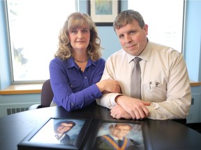 Shauna and Jason Caldwell, whose 17-year-old twin sons died on Feb. 6, 2016 at WinSport after they crashed into a barrier between the bobsled and luge runs, talk about the inquiry starting Monday. Leah Hennel/Postmedia