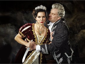 Calgary Opera's Tosca stars Ambur Braid, soprano as Tosca, and Gregory Dahl, baritone, as Scarpia.  Courtesy, Trudie Lee.