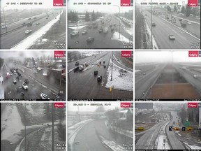 Traffic camera views across the city on Thursday morning.