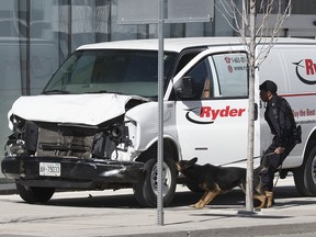 Scene on Yonge Street after nine people struck and killed by White Ryder van.  on Monday April 23, 2018. Craig Robertson/Postmedia Network