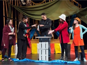 We Are All Treaty People co-stars, from left, Elizabeth Ferguson, Anders Hunter, Garret C. Smith, Alexandra Dawkins, Geneviève Paré. Courtesy, Justina Gibson