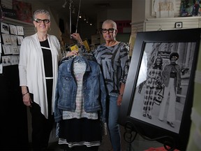 Since 1968, the sisters Suzanne Truba, left and Toni Thomas have been wrapping the women of Calgary in the finest of up-scale boutique clothing and accessories at their store Suzanne Truba in Calgary, on Thursday May 3, 2018. Leah Hennel/Postmedia