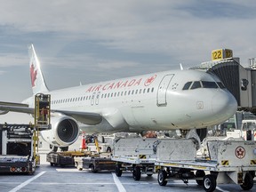 An Air Canada plane at Toronto Pearson International Airport, Friday November 24, 2017.