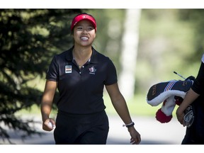 Jaclyn Lee walks to the 10th tee during the CP Has Heart Employee Pro-Am at Priddis Greens Golf and Country Club west of Calgary, Alta., on Monday, Aug. 22, 2016. The LPGA's CP Women's Open would kick off later in the week. Lyle Aspinall/Postmedia Network