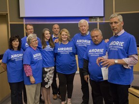 Officials with the City of Airdrie and the Airdrie and Area Health Cooperative announce they were named finalists in the Smart Cities Challenge on Friday, June 1, 2018. (Zach Laing / Postmedia Network)