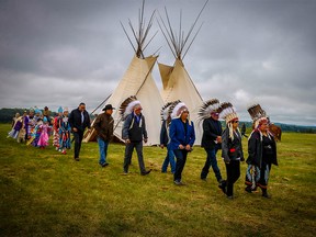The opening ceremonies and parade for the new Tsuut'ina Cultural Museum on Friday, June 1, 2018, west of Calgary, on the Tsuut'ina Nation. The Indigenous museum will be a centre for preserving the culture and history of the Tsuut'ina way of life.  Al Charest/Postmedia