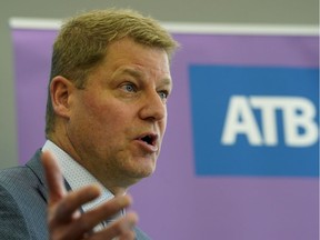 Curtis Stange speaks to media in Edmonton on Thursday May 17, 2018. ATB Financial announced Stange as the bank's next president and CEO.