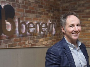 Bryan de Lottinville, Founder and CEO for Benevity Inc., in his office area in Calgary, Alta. on Tues., April 17, 2018.
