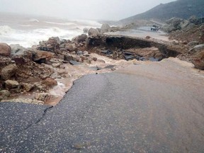 Heavy rain and strong winds caused damage in Hadibu as Cyclone Mekunu pounded the Yemeni island of Socotra, Thursday, May 24, 2018. At least 17 people were reported missing. The powerful storm remained on path to strike Oman this weekend.