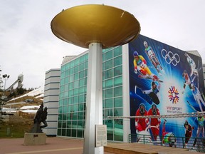 The 1988 Winter Olympic cauldron remains near the Frank King Day Lodge at Canada Olympic Park.