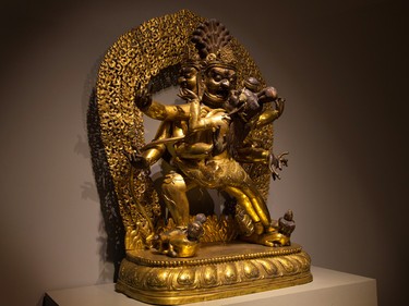 A Mahachakra Vajrapani gilded copper statute in the Glenbow Museum's Art of Asia exhibit was photographed on Wednesday, May 24, 2018. After about 30 years the long running exhibit will soon end.