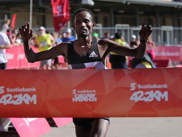 Feyera Dadi won the Scotiabank Calgary Marathon at Stampede Park on Sunday May 27, 2018.
