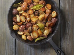 Cast Iron Roasted Potatoes with Garlic and Shallots for ATCO Blue Flame Kitchen for May 16, 2018; image supplied by ATCO Blue Flame Kitchen