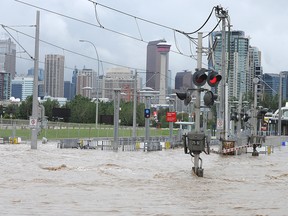 CTrain line near Erlton station is completely submerged on June 21, 2013 after the Elbow River spilled its banks.