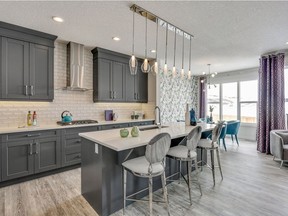 The kitchen in the Harrington show home by Trico Homes in Cranston's Riverstone.