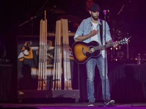 Chad Brownlee performs during the Country Thunder Humboldt Broncos tribute concert in Saskatoon April 27, 2018.