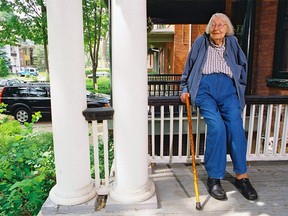 Jane Jacobs, author of "Death and Life of Great American Cities," is pictured on the porch of her home in Toronto in this June 9, 2003 file photo. Jacobs, the writer and thinker who brought penetrating eyes and ingenious insight to the sidewalk ballet of her own Greenwich Village street and came up with a book that challenged and changed the way people view cities, died Tuesday, April 25, 2006, in Toronto, where she lived. She was 89.  (Steve Payne/The New York Times)