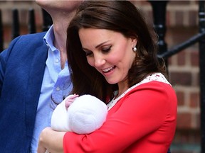 Prince William, Duke of Cambridge and Catherine, Duchess of Cambridge leave St Mary's Hospital with their newborn son  Featuring: Prince William, Duke of Cambridge, Catherine, Duchess of Cambridge, Kate Middleton, Catherine Middleton Where: London, United Kingdom When: 23 Apr 2018 Credit: WENN.com ORG XMIT: wenn34098495