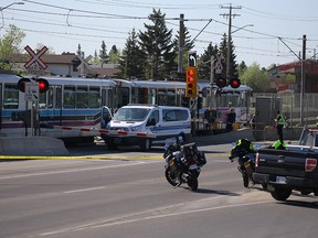 A pedestrian was killed after being struck by a CTrain on 36th Street N.E. on Wednesday, May 16, 2018.