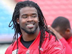 Calgary Stampeders DB Lin-J Shell during CFL training camp action at McMahon stadium in Calgary, Alta.. on Wednesday June 10, 2015. Darren Makowichuk/Calgary Sun/Postmedia Network