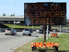 Traffic on parts of Glenmore Trail will be slow this weekend.