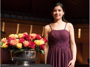 Rena Far, who plays the violin, is the Rose Bowl winner at the recent Calgary Performing Arts Festival. She also placed first in Provincial National classes (strings) and will represent Alberta at the 2018 National Music Festival in New Brunswick Aug. 12-16. Other Provincial National class winners at the festival are: Walden Trio (chamber); Sebastian Robles (guitar); Cameron Wong (woodwind); Taylor Krause (brass); Joshua Wong (piano); Justine Pariag (vocal); and Simon Tottrup (musical theatre). ORG XMIT: oQTgCc17oNgGlsn1vAcM