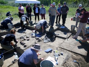 Kelsey Pennanen, archeology MA student who leads the Aboriginal Youth Engagement Program at the excavation site at Cluny Fortified Village at Siksika Nation on Tuesday June 12, 2018. Leah Hennel/Postmedia