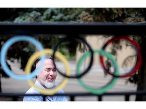 Daniel Gauld, founder of NoCalgaryOlympics group, poses for a photo at Olympic Plaza in Calgary, on Saturday June 30, 2018. Leah Hennel/Postmedia