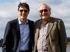 Prime Minister Justin Trudeau and Premier Wade MacLauchlan sport matching sunglasses in a photo posted to social media on July 5, 2017.
