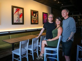 Tilly Van Duyvendyk (middle) is joined by Dean and Brendan Symonds at the new Japanese-ish, yakitori, ramen & cocktail bar called the Gorilla Whale in Inglewood. Al Charest/Postmedia