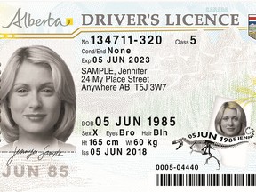 Albertans can now choose between three options when specifying their gender on driver's licences and other identity documents as shown here in this illustration. People will be able to indicate male, female or X on all vital statistics records, including birth and death certificates.