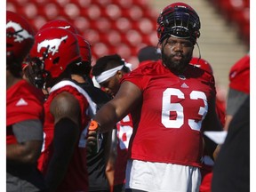 Derek Dennis during Calgary Stampeders training camp at McMahon Stadium in Calgary, on Wednesday May 23, 2018. Leah Hennel/Postmedia