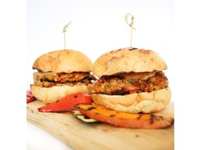 Garden Vegetable Burgers for ATCO Blue Flame Kitchen for June 20, 2018; image supplied by ATCO Blue Flame Kitchen