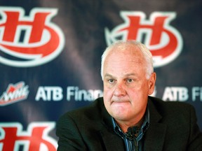 Lethbridge Hurricanes general manager Peter Anholt speaks to the media about three hockey players badly burned in a bonfire accident. Anholt spoke at the ENMAX Centre arena in Lethbridge on Tuesday June 19.