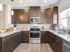 The kitchen in the Huntley by Excel Homes. The builder has been one of the most active builders for enrolments through Built Green Canada this year.