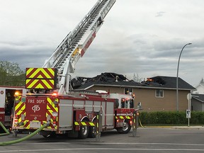 Calgary fire crews on the scene of a two-alarm fire in the northeast community of Martindale.