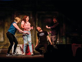 Ali Froggatt (second from left) performs in Missed Connections at the 2017 Canmore International Improv Festival. Froggatt brings Missed Connections back for the 2018 edition of the fest.