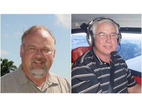 Ken Umbach (left) and Terry Stewart (right) have been identified as the two Calgary men killed when Umbach's plane went down in B.C. sometime after 10 a.m. on Thursday, June 29, 2018.