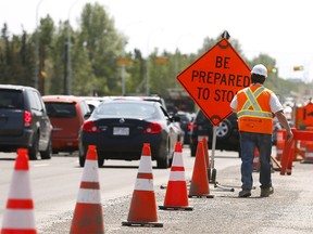 Road constructuion along 14th Str. and 90th Ave. S.W. as the summer road construction season has officially kicked off in Calgary on Wednesday June 6, 2018. Darren Makowichuk/Postmedia