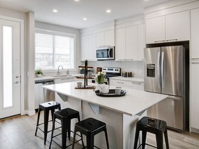 The kitchen in the Saffron show home at Arrive at Redstone Way.