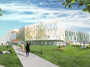 Artist's rendering of Joane Cardinal-Schubert High School under construction in Seton.
