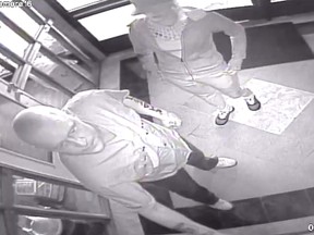 Two suspects sought by Vegreville RCMP in connection with a robbery of the Garden Inn Motel.
