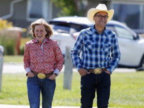 Premier Rachel Notley, and Minister of Finance Joe Ceci, arrive at Scotsman's Hill in Calgary  on Wednesday July 4, 2018. Leah Hennel/Postmedia