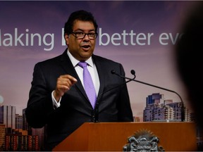 Mayor Naheed Nenshi answers media questions about the newly released results of the 2018 Calgary census at Calgary's city hall on Friday, July 27, 2018. KERIANNE SPROULE/POSTMEDIA
