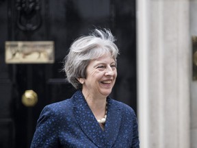 Theresa May prepares to meet the Austrian Chancellor Sebastian Kurz at 10 Downing Street on July 9, 2018 in London, England.